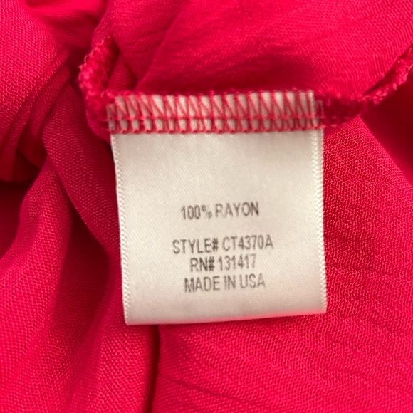 Blue Rain - ladies draped button down Fuchsia front knot top - SZ M - Picture 2 of 6